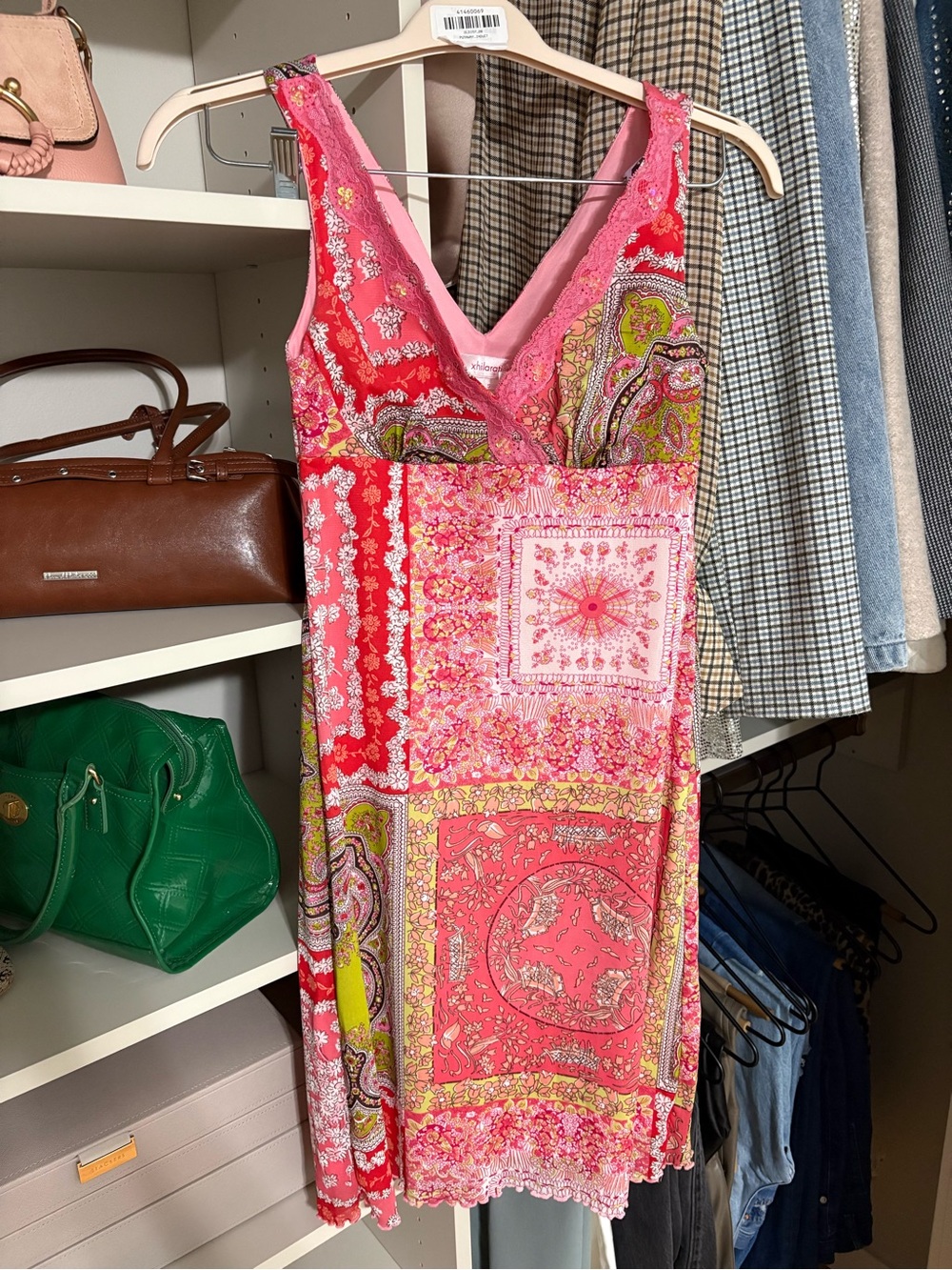 Y2K Pink Patchwork Paisley Dress